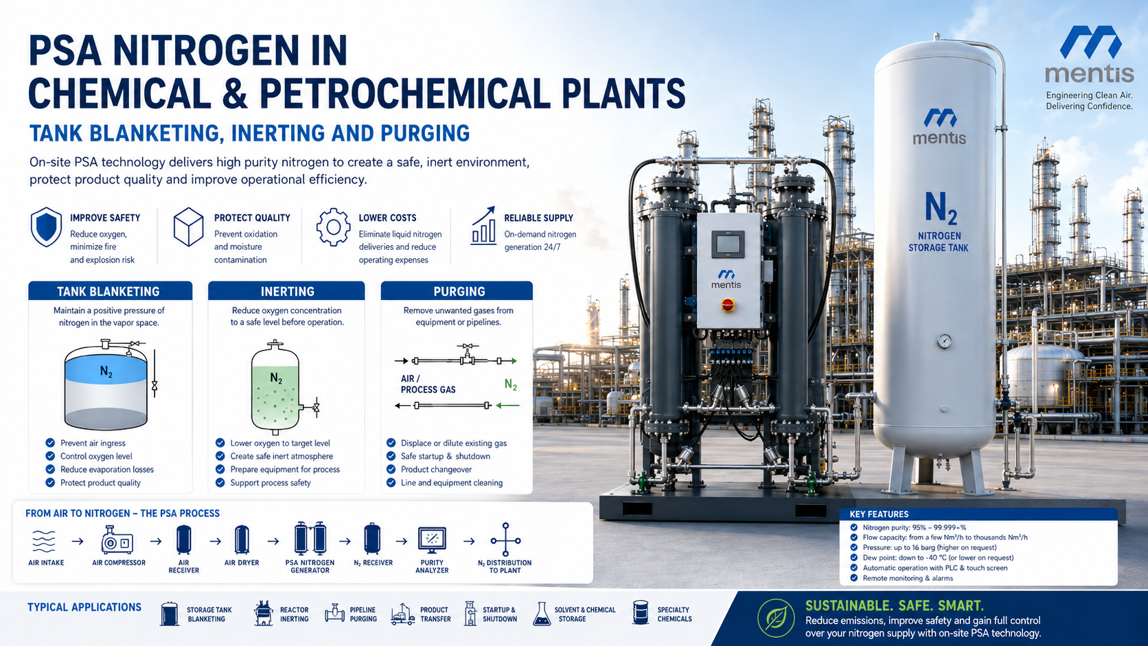 PSA Nitrogen for Chemical & Petrochemical Plants: Tank Blanketing, Inerting and Purging Guide