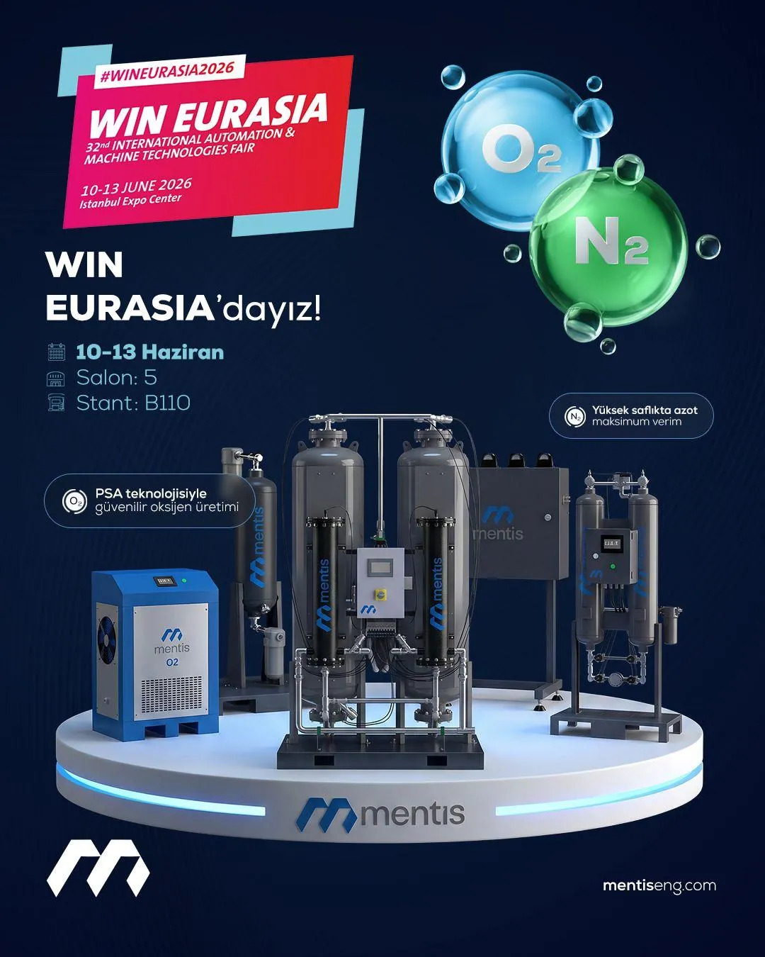 Mentis Engineering exhibirá sus tecnologías de generadores de nitrógeno y oxígeno en WIN EURASIA 2026